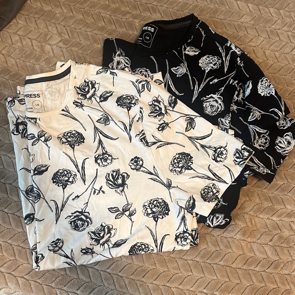 Express Floral Tee Duo - Black & White Prints